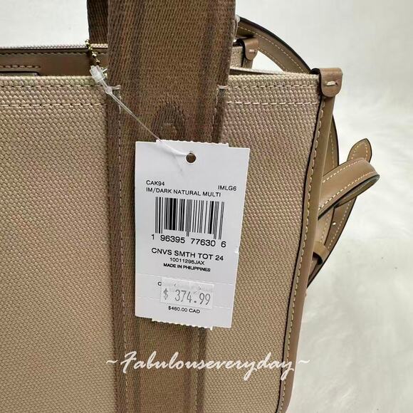 Coach Smith Tote Bag 24 Crossbody Canvas/Gold/Dark Natural Multi CAK94 NWT - Picture 4 of 8